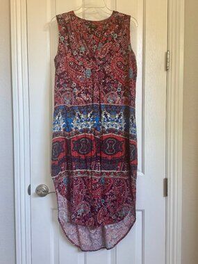 Cupio Women’s Summer Dress Floral Paisley High Low Hem Sleeveless Sz M NWOT